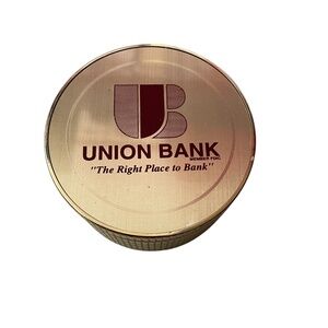 Union Bank Clock w/ Alarm‎ Vintage Works Gold Cylinder Opens to Clock